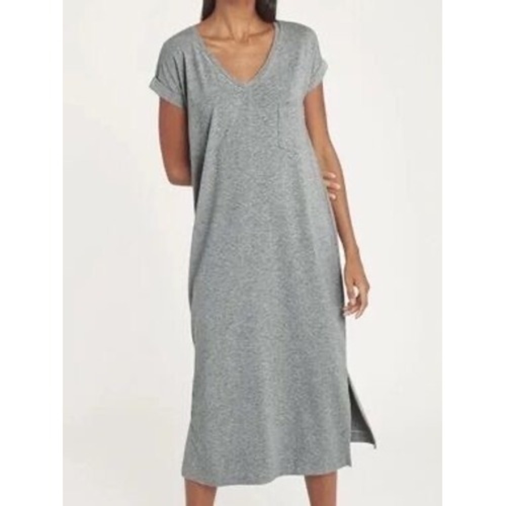 Cuyana Pima Cotton T-Shirt Midi Dress Gray Small Medium